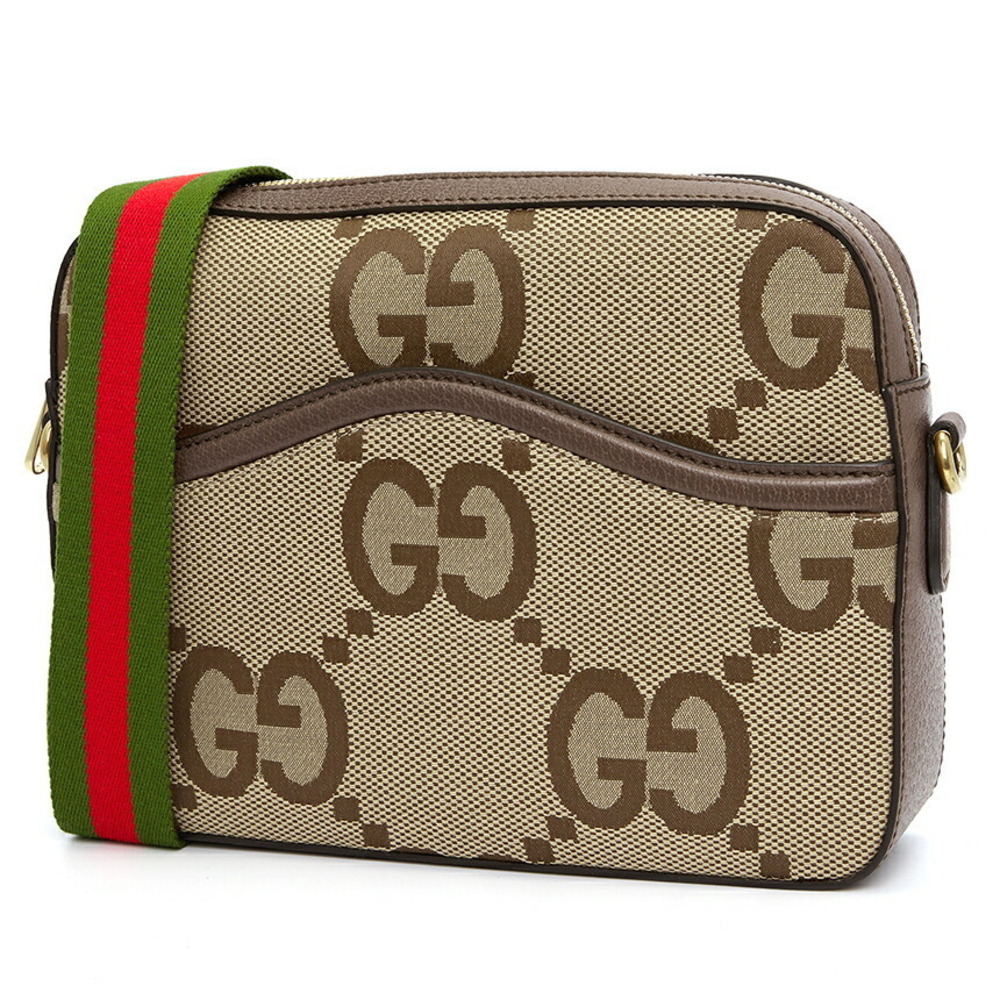 Gucci ebony canvas GG Jumbo Camel leather Tan Messenger Bag brown